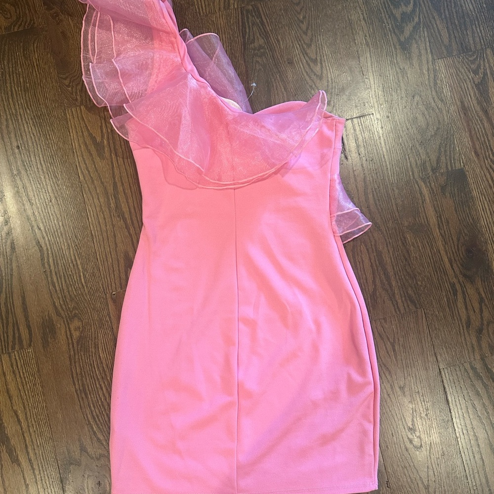 American Threads Pink Asymmetrical Ruffled Dress - Picture 3 of 4